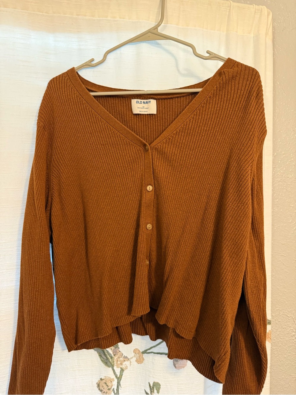 Old Navy Ribbed Button-Up Cardigan in Burnt Orange